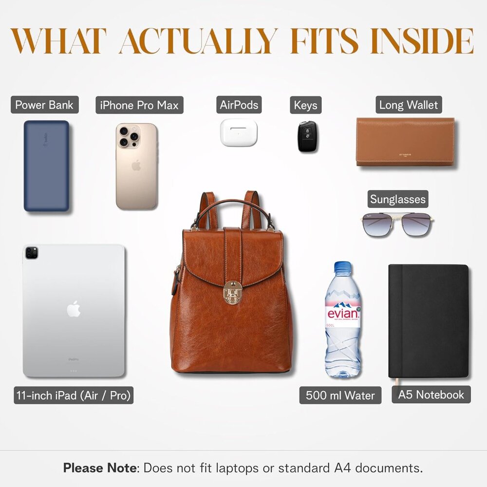 Stylish Compact Vegan Leather Backpack Handbag Wi… - image 6